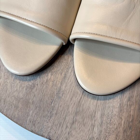 Aeyde Cloe Slide Sandals Cream Nappa Leather Flat Slip On Made In Italy 38 - Picture 6 of 7